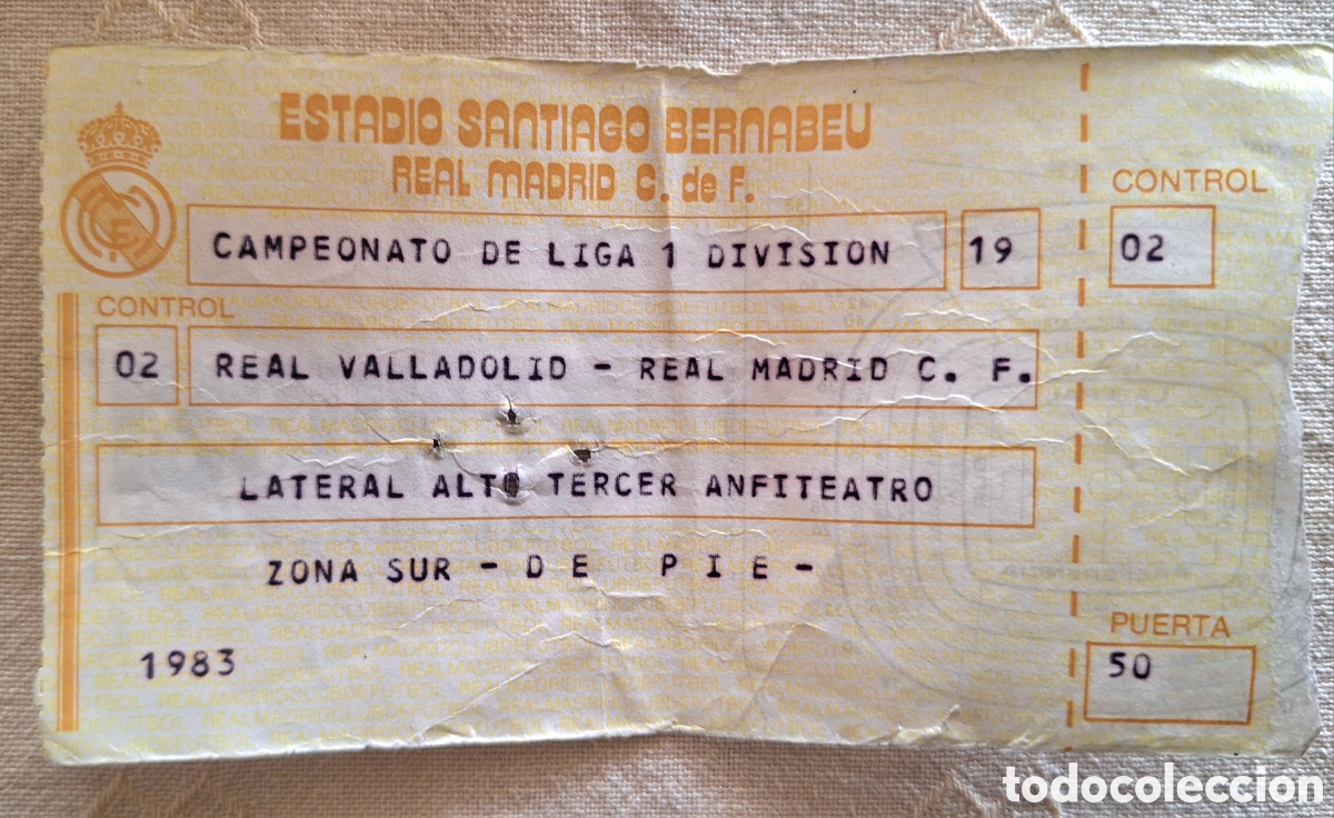 Coleccionismo deportivo: Entrada Real Madrid Valladolid debut Jorge Valdano 1984