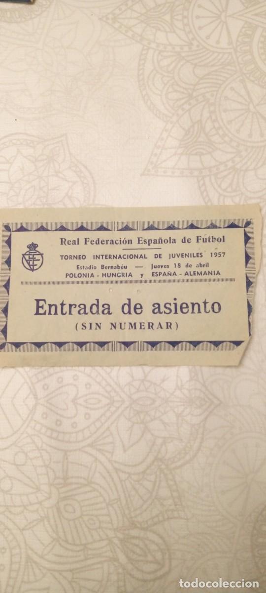 Coleccionismo deportivo: ntrada Espa&ntilde;a/Alemania, Polonia/Hungria 18/04/1957