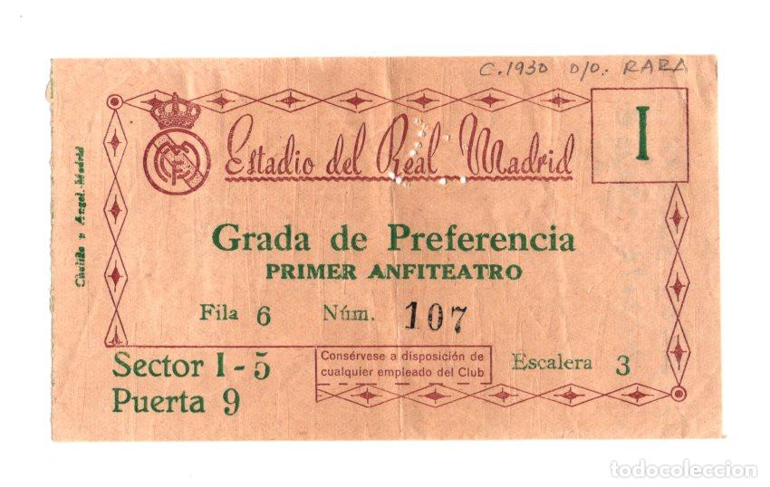 Coleccionismo deportivo: ENTRADA ESTADIO DEL REAL MADRID, GRADA DE PREFERENCIA (PRIMER ANFITEATRO), D&Eacute;CADA DE 1950