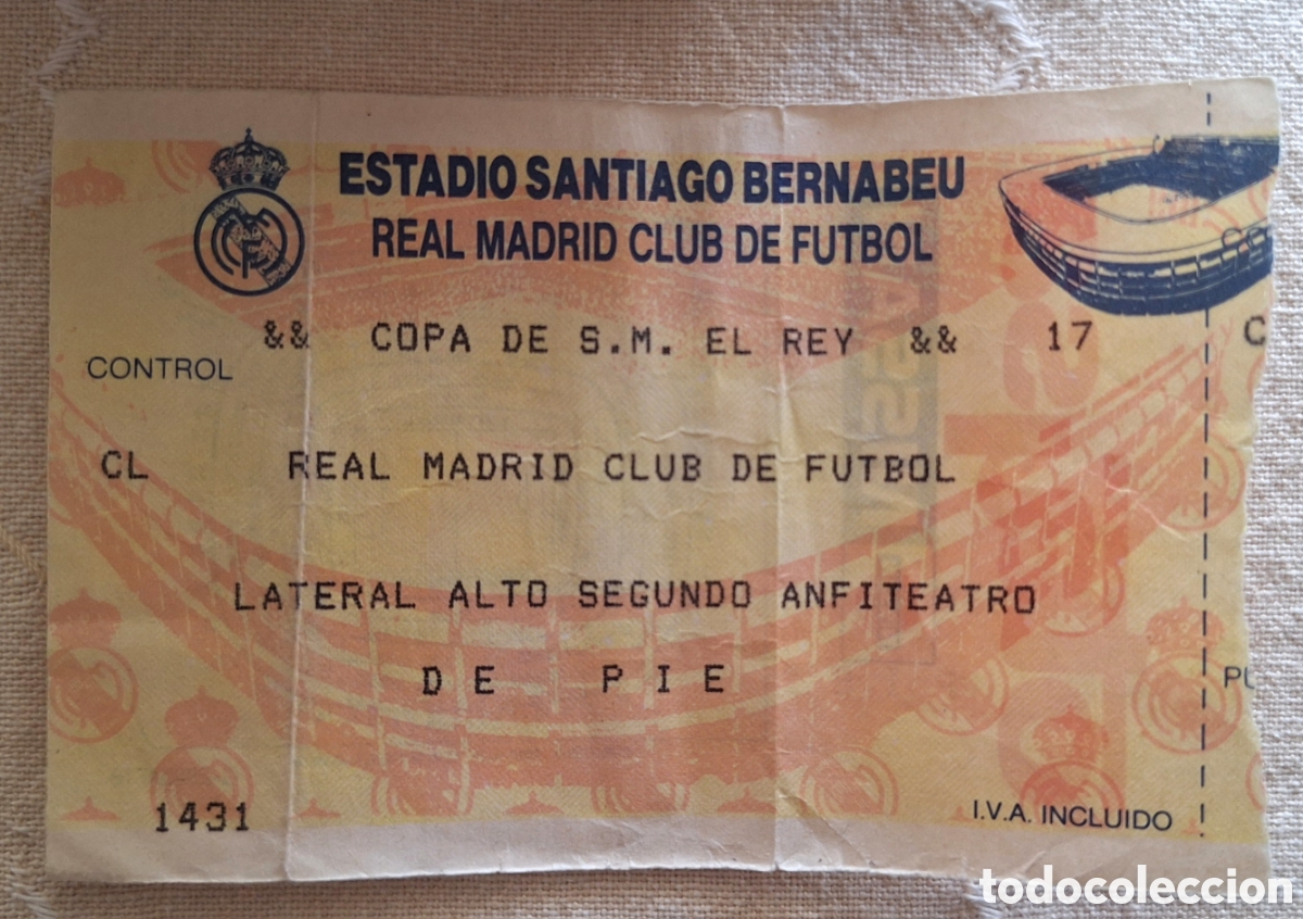 Coleccionismo deportivo: Entrada real Madrid-Atl&eacute;tico copaEntrada real Madrid Atl&eacute;tico copa rey 7/2/91