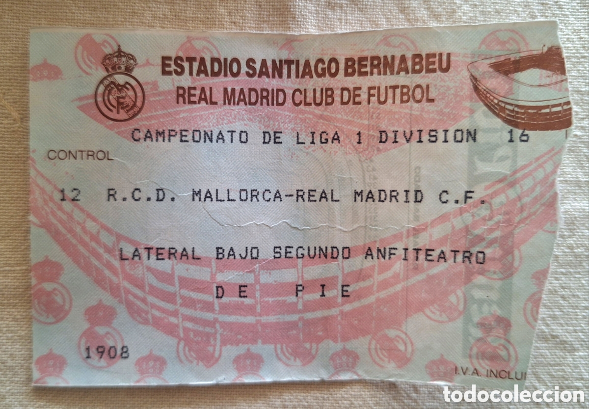 Coleccionismo deportivo: Entrada Real Madrid Mallorca 4/2/90