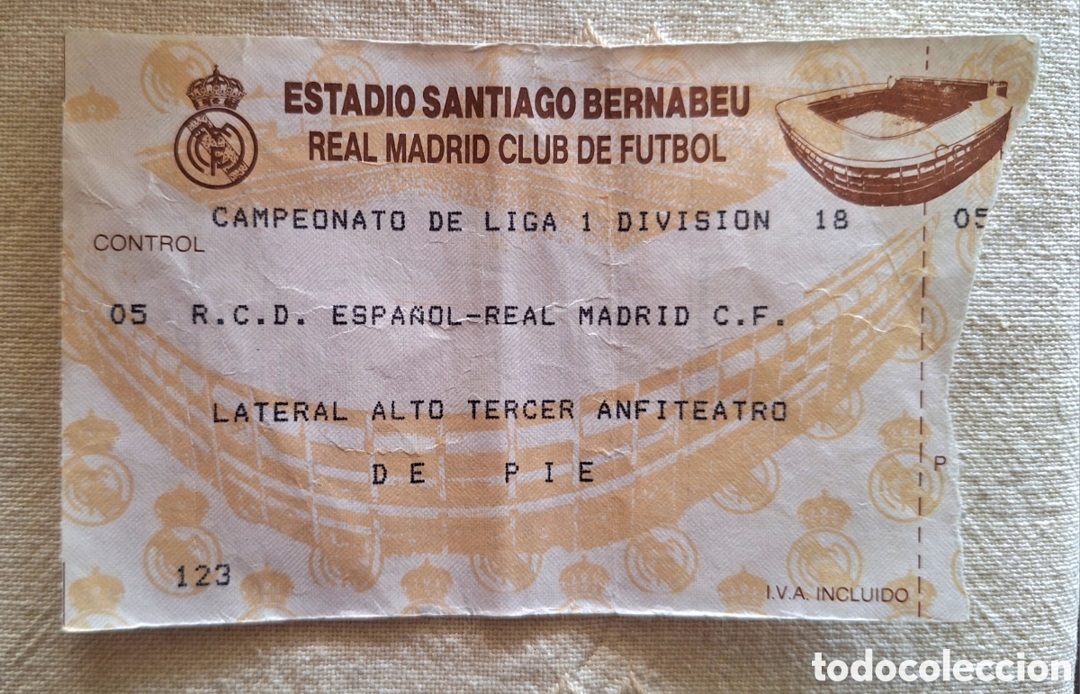 Coleccionismo deportivo: Entrada Real Madrid espa&ntilde;ol 4/11/90 1990