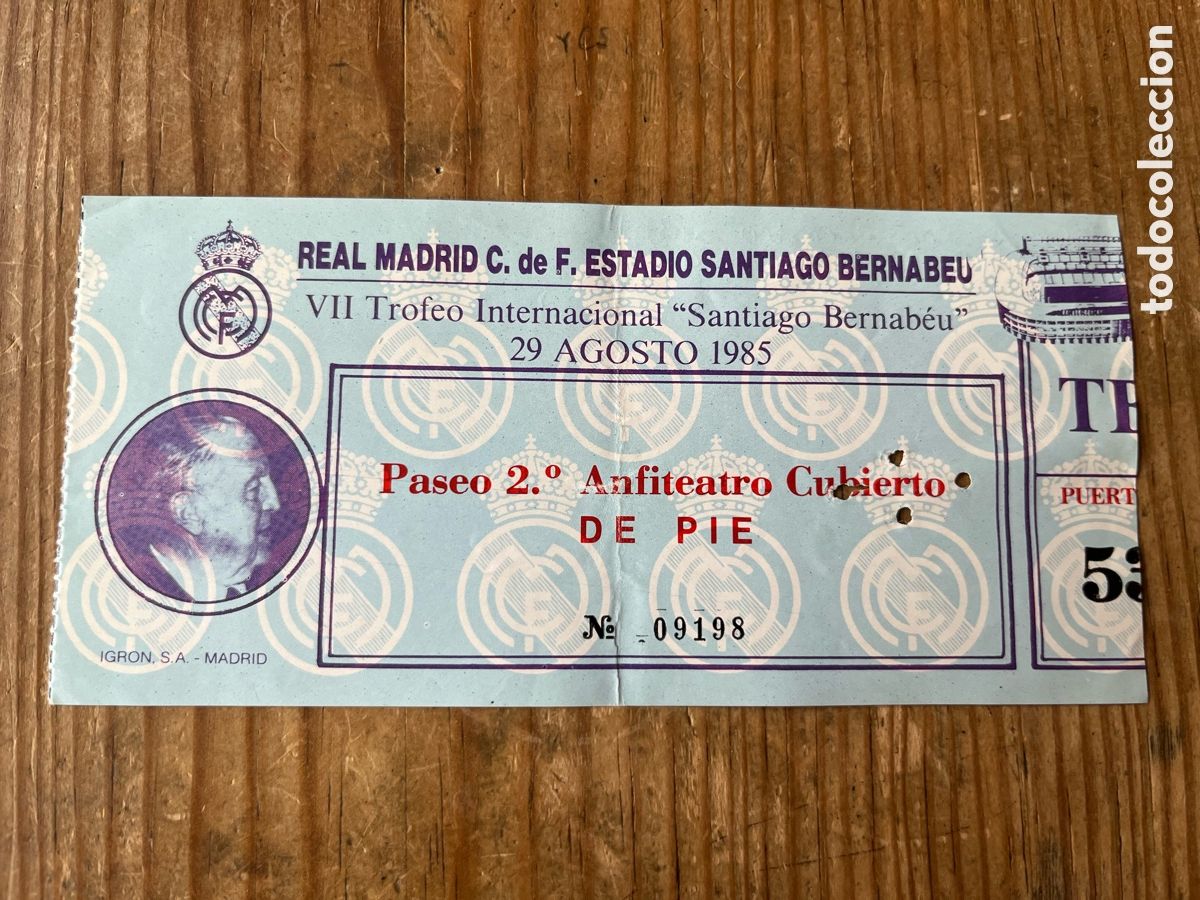 Coleccionismo deportivo: R32055 ENTRADA TICKET VII TROFEO SANTIAGO BERNABEU 1985 REAL MADRID 4-2 BAYERN MUNCHEN MUNICH