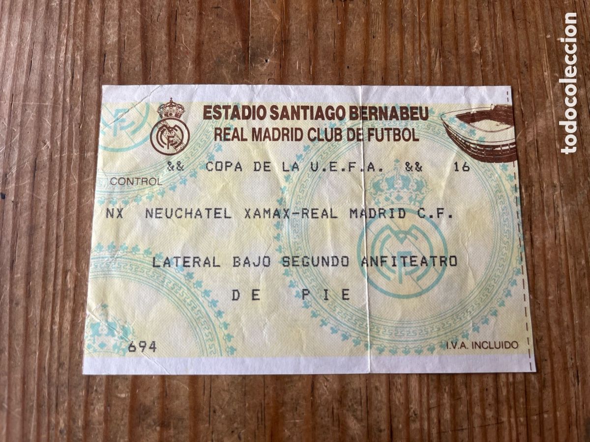 Coleccionismo deportivo: R32057 ENTRADA TICKET FUTBOL REAL MADRID NEUCHATEL XAMAX COPA UEFA 1991 1992