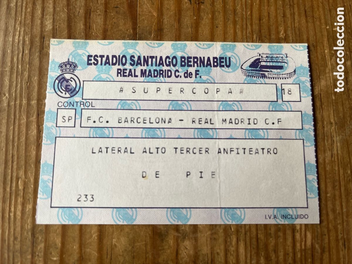 Coleccionismo deportivo: R32059 ENTRADA TICKET FUTBOL FINAL SUPERCOPA ESPA&Ntilde;A 1988 REAL MADRID 2-0 BARCELONA