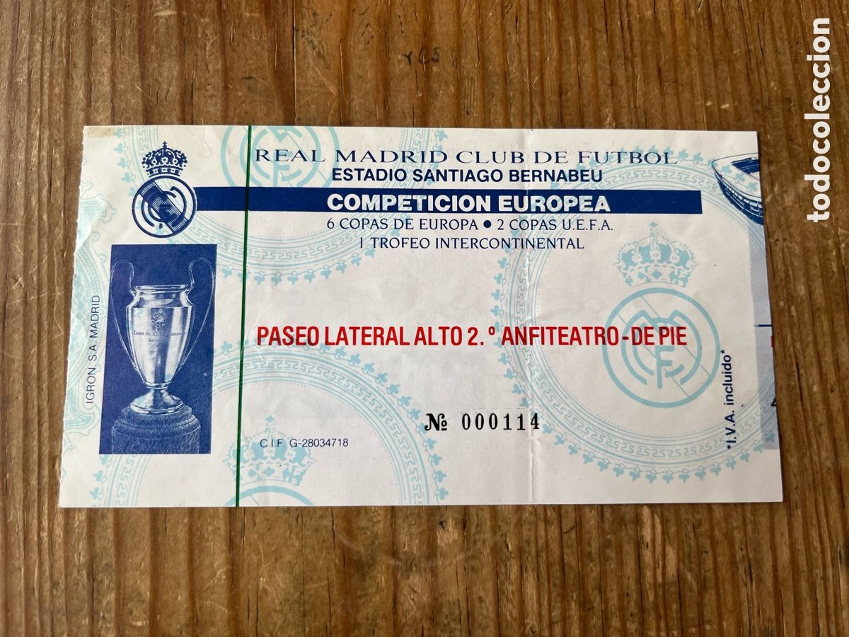 Coleccionismo deportivo: R32062 ENTRADA TICKET FUTBOL REAL MADRID 6-0 ODENSE COPA EUROPA 1990 1991 HAT TRICK LOSADA