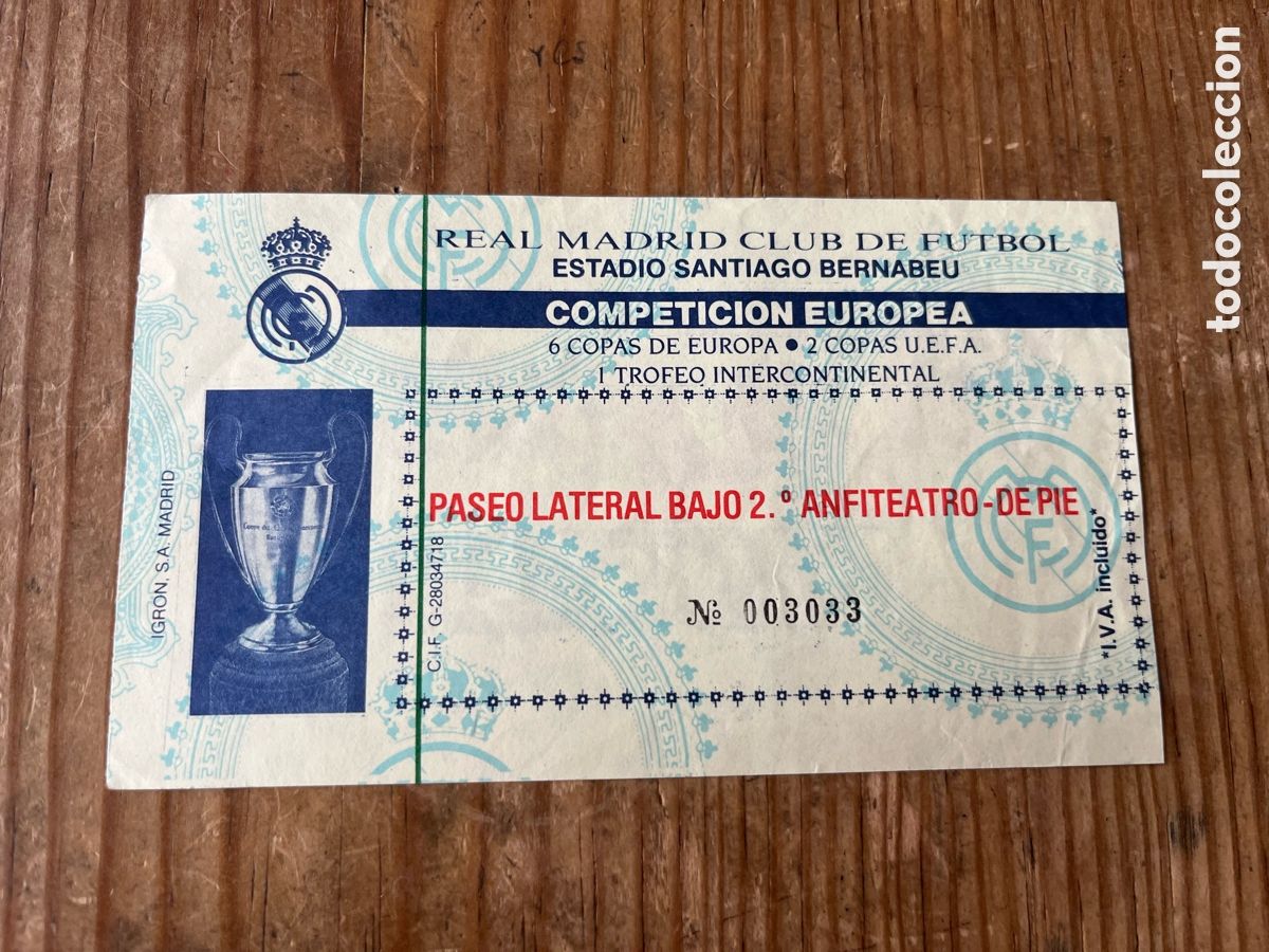 Coleccionismo deportivo: R32063 ENTRADA REAL MADRID 9-1 SWAROVSKI TIROL COPA EUROPA 1990 HAT TRICK BUTRAGUE&Ntilde;O HUGO SANCHEZ