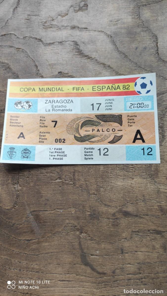 Coleccionismo deportivo: entrada original de la Copa Mundial de F&uacute;tbol de la FIFA Espa&ntilde;a 1982.