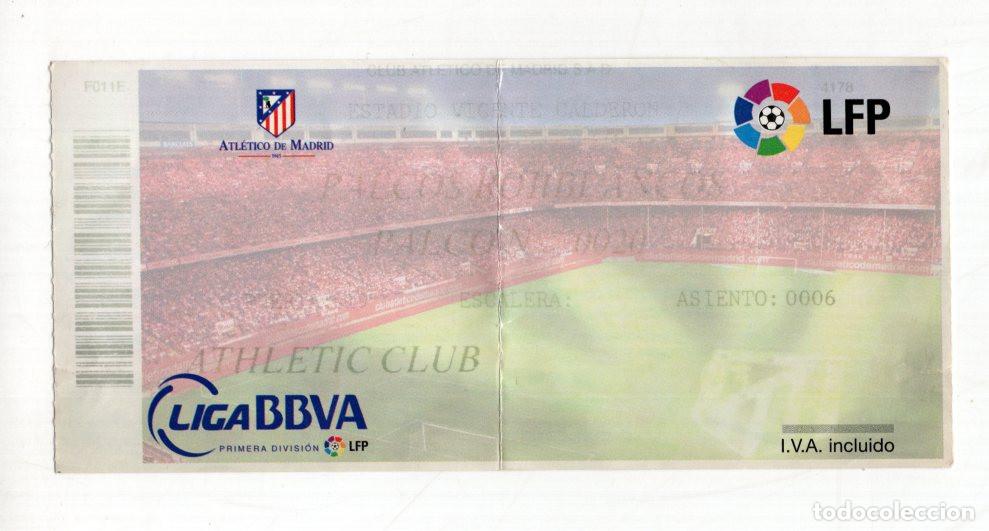 Coleccionismo deportivo: ESTADIO VICENTE CALDER&Oacute;N PARTIDO DEL ATL&Eacute;TICO DE MADRID CONTRA EL ATHLETIC CLUB EN LA LIGA BBVA