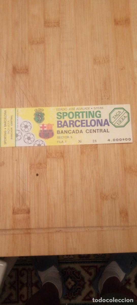 Coleccionismo deportivo: Entrada Sporting L/ Barcelona UEFA 08/11/1986
