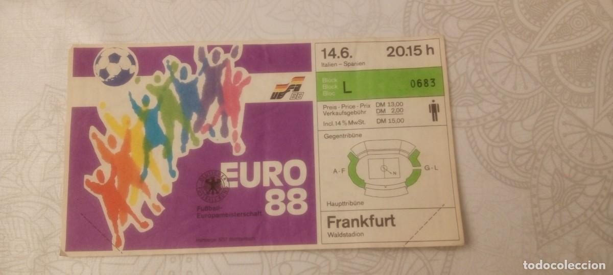 Coleccionismo deportivo: Entrada de la Eurocopa 1988 entre Espa&ntilde;a e Italia.