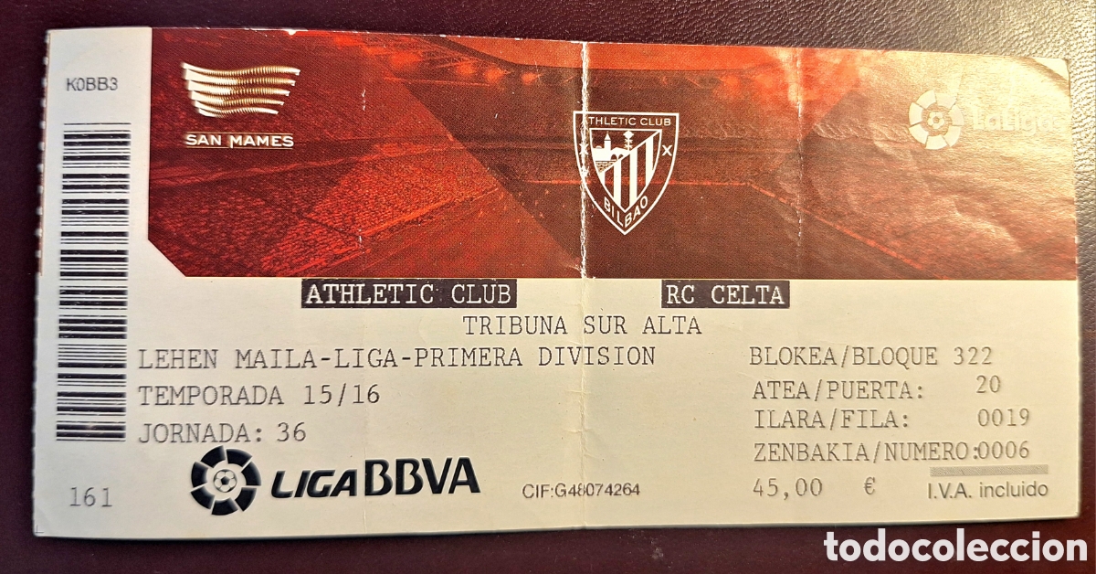Coleccionismo deportivo: Entrada Athl&eacute;tic de Bilbao celta 2015/2016 - Foto 1