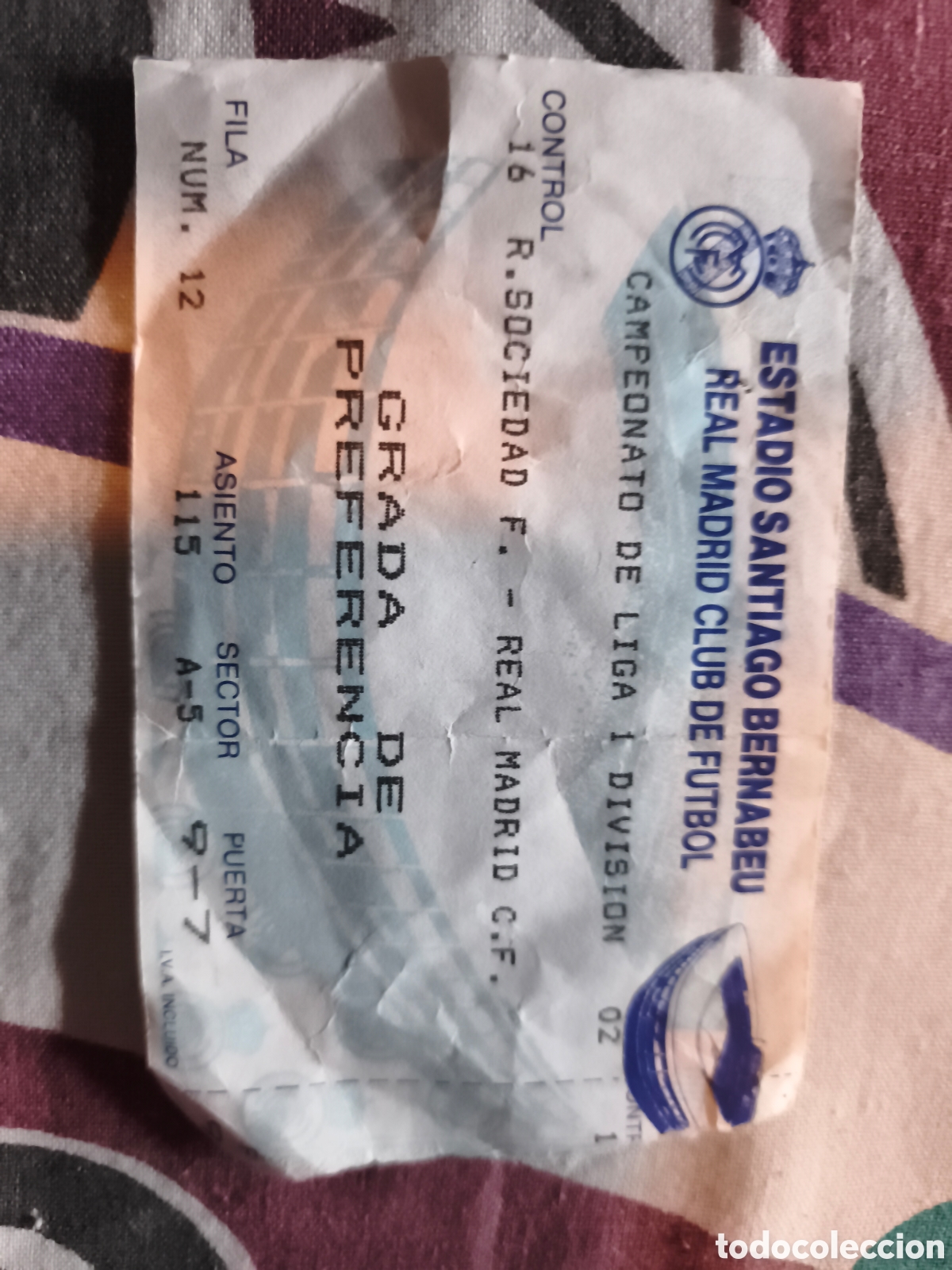 Coleccionismo deportivo: ANTIGUA ENTRADA REAL MADRID REAL SOCIEDAD BERNABEU