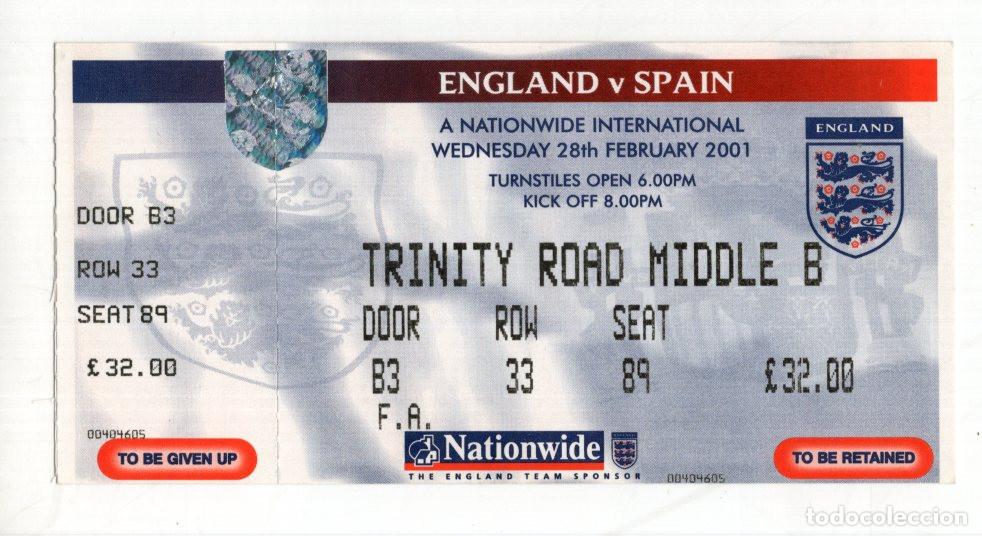 Sports collectibles: ENTRADA INGLATERRA VS ESPA&Ntilde;A (2001) - DEBUT HIST&Oacute;RICO DE ERIKSSON - VILLA PARK