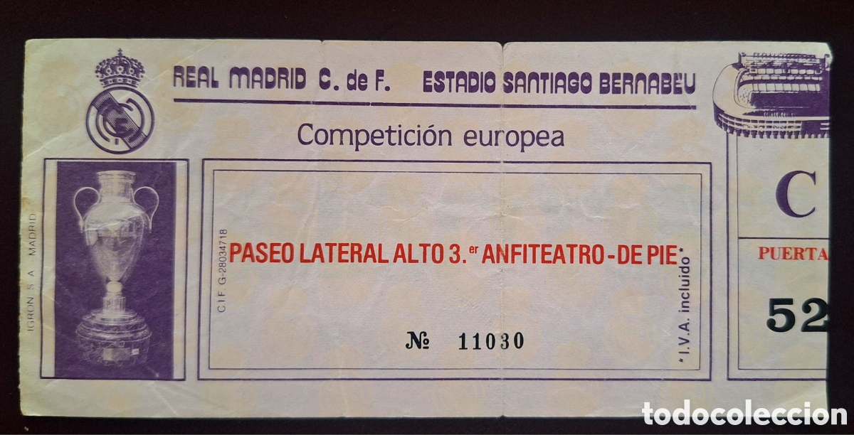 Coleccionismo deportivo: Entrada Real Madrid Young Boys Copa de Europa