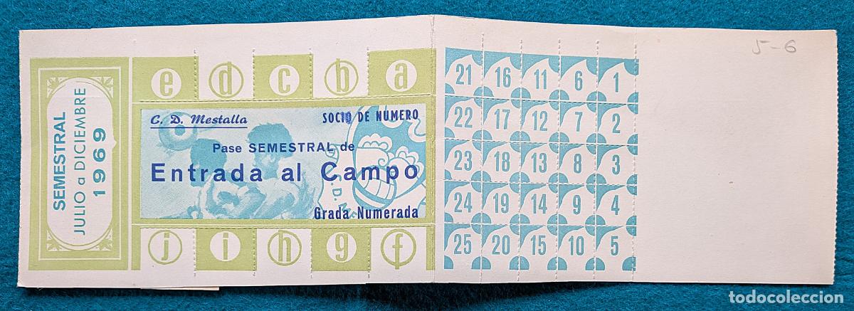 Coleccionismo deportivo: RW ENTRADA FUTBOL PASE ANUAL VALENCIA C.F A&Ntilde;O 1969 ESTADIO C.D MESTALLA PRUEBA DE IMPRENTA EF51