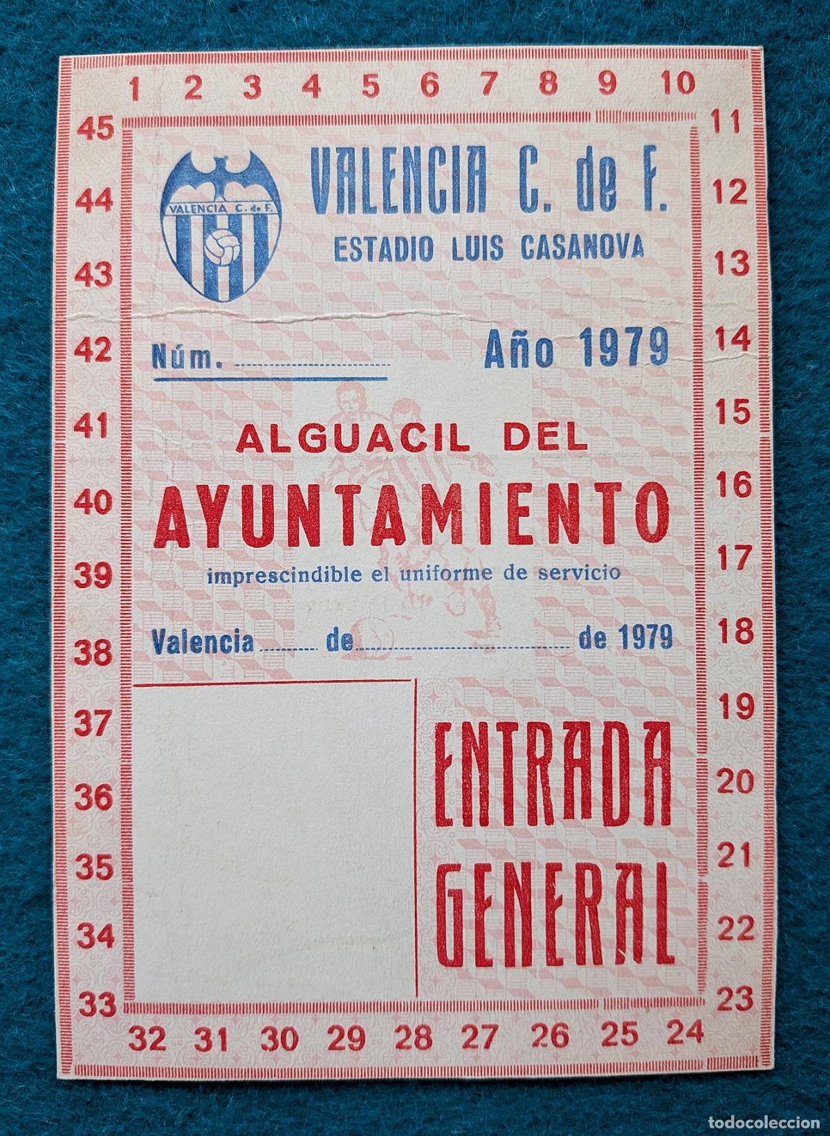 Coleccionismo deportivo: RW ENTRADA FUTBOL PASE ANUAL VALENCIA C.F A&Ntilde;O 1979 ESTADIO LUIS CASANOVA PRUEBA DE IMPRENTA EF53
