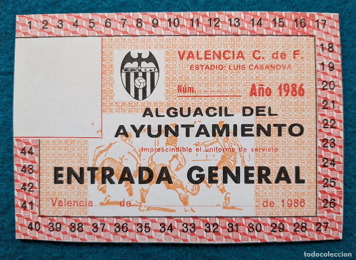 Coleccionismo deportivo: RW ENTRADA FUTBOL PASE ANUAL VALENCIA C.F A&Ntilde;O 1986 ESTADIO LUIS CASANOVA PRUEBA DE IMPRENTA EF54