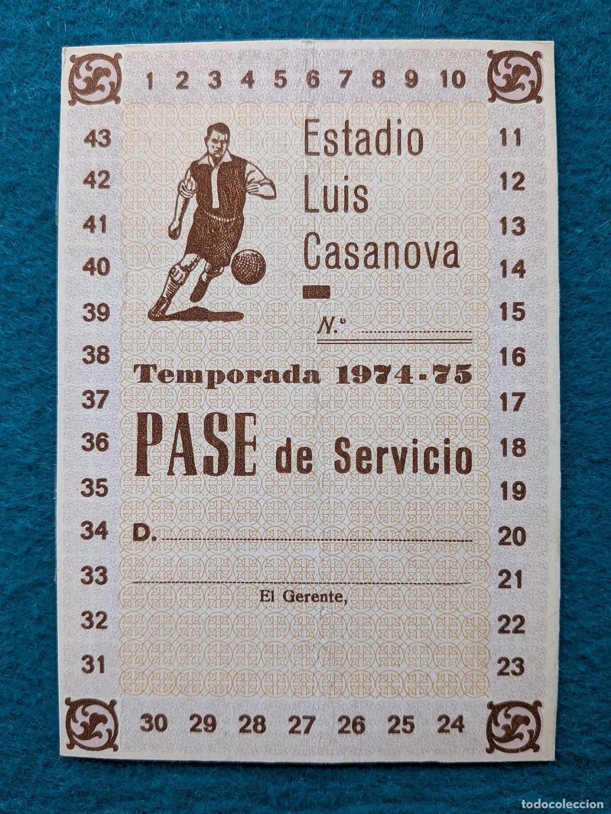 Coleccionismo deportivo: RW ENTRADA FUTBOL PASE ANUAL VALENCIA C.F 1974 1975 ESTADIO LUIS CASANOVA PRUEBA DE IMPRENTA EF56