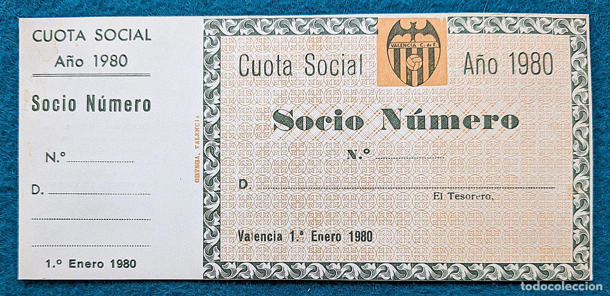 Coleccionismo deportivo: RW ENTRADA FUTBOL PASE ANUAL VALENCIA C.F A&Ntilde;O 1980 ESTADIO LUIS CASANOVA PRUEBA DE IMPRENTA EF59
