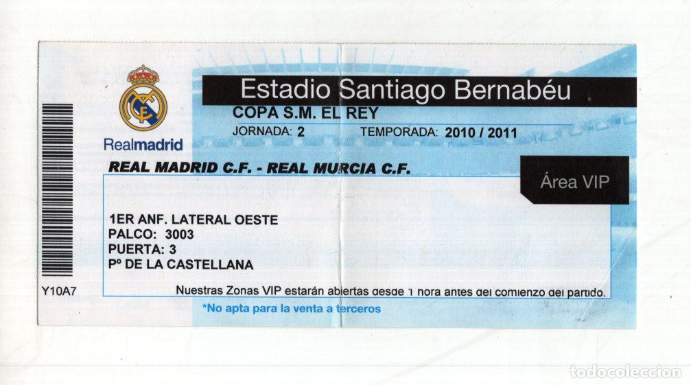 Sports collectibles: ENTRADA VIP REAL MADRID-MURCIA COPA DEL REY 10/11. ESTADIO BERNAB&Eacute;U.