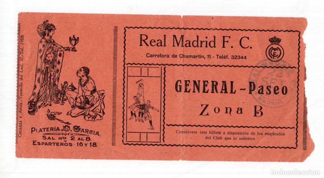 Sammelleidenschaft Sport: ENTRADA ANTIGUA DE F&Uacute;TBOL DEL REAL MADRID F.C. EN EL ESTADIO DE CHAMART&Iacute;N, D&Eacute;CADAS 1930/1940