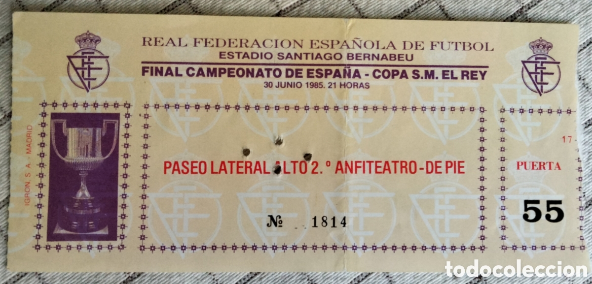 Coleccionismo deportivo: 2 Entradas Final Copa 1985 - Foto 2