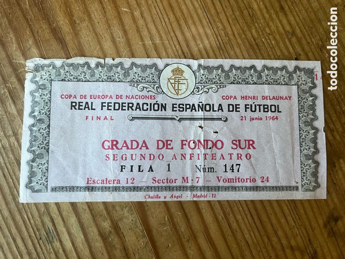 Coleccionismo deportivo: R32093 ENTRADA TICKET FINAL EURO EUROCOPA 1964 ESPA&Ntilde;A 2-1 UNION SOVIETICA RUSIA CCCP