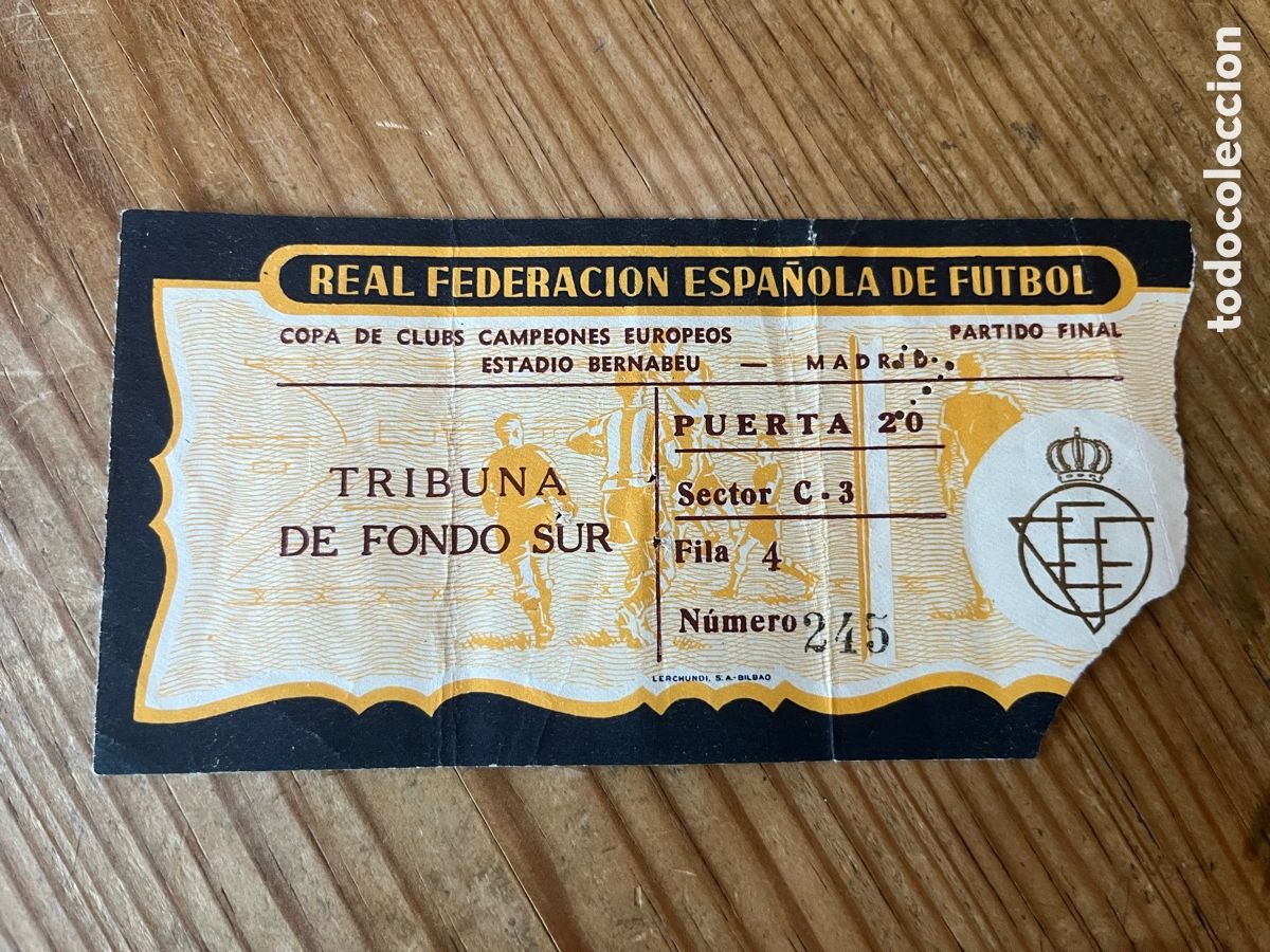Coleccionismo deportivo: R32094 ENTRADA TICKET FUTBOL FINAL COPA EUROPA 1957 REAL MADRID 2-0 FIORENTINA