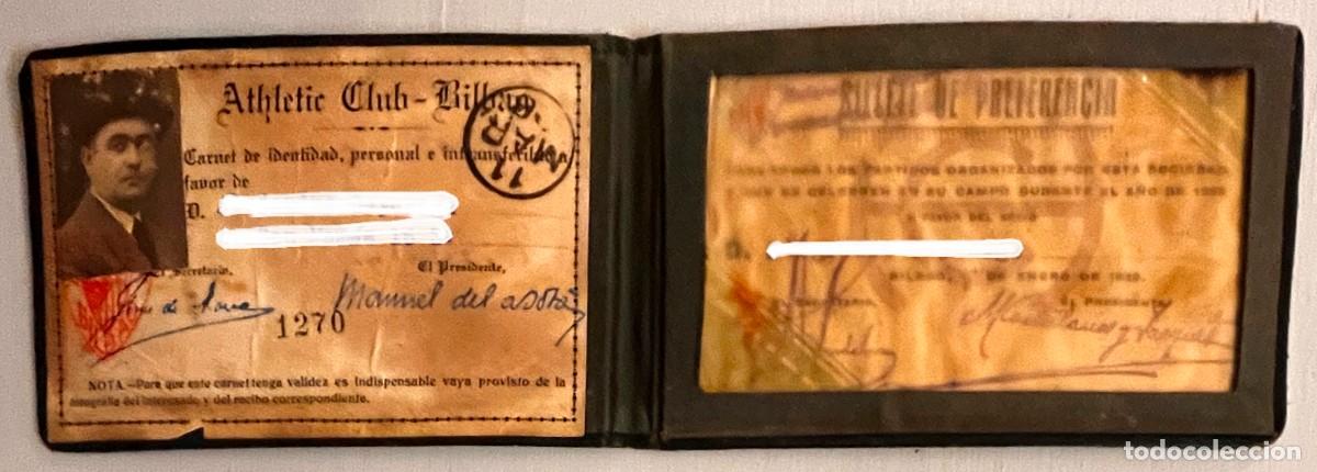 Colecionismo desportivo: EXTRAORDINARIO CONJUNTO ORIGINAL DEL ATHLETIC CLUB DE BILBAO, CARN&Eacute; DE SOCIO CON FOTOGRAF&Iacute;A, BILLETE