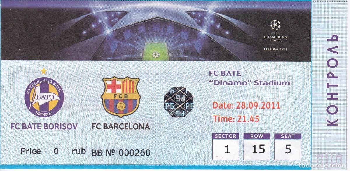 Sammelleidenschaft Sport: ENTRADA DE FUTBOL PARTIDO BATE BORISOV - FC. BARCELONA CHAMPIONS LEAGUE 28/09/2011 (FOOTBALL)