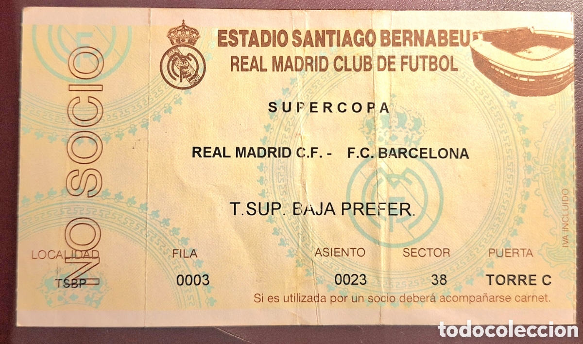 Collectionnisme sportif: Entrada final Supercopa 1997 Real Madrid Barcelona