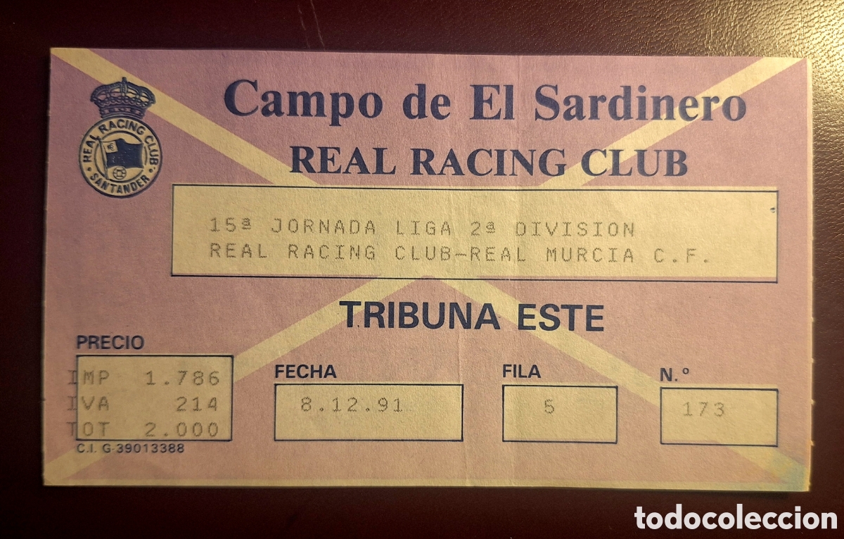 Sammelleidenschaft Sport: Entrada Racing Santander Murcia 1991
