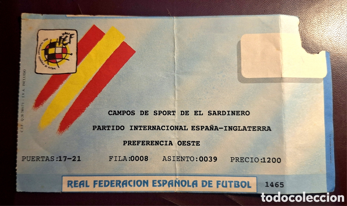Coleccionismo deportivo: entrada Espa&ntilde;a Inglaterra 1992 - Foto 1