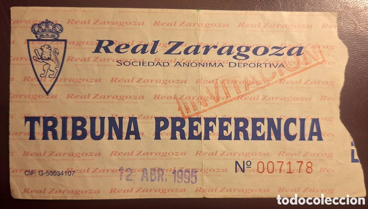 Coleccionismo deportivo: Entrada Zaragoza B Gimn&aacute;stica Torrelavega 12/4/95