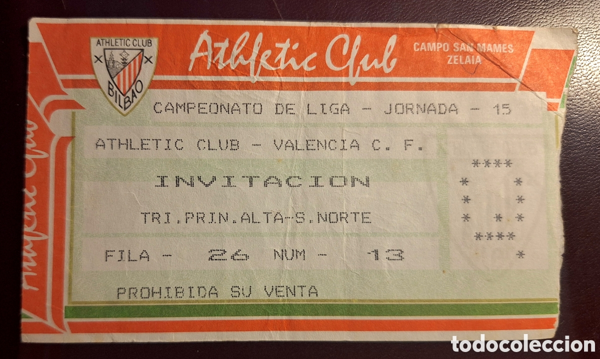 Sammelleidenschaft Sport: Entrada Athletic Bilbao Valencia 1991
