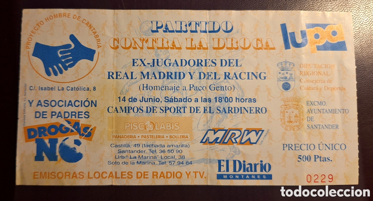 Sammelleidenschaft Sport: Entrada ex jugadores Real Madrid ex Racing Santander homenaje a Paco Gento 1998