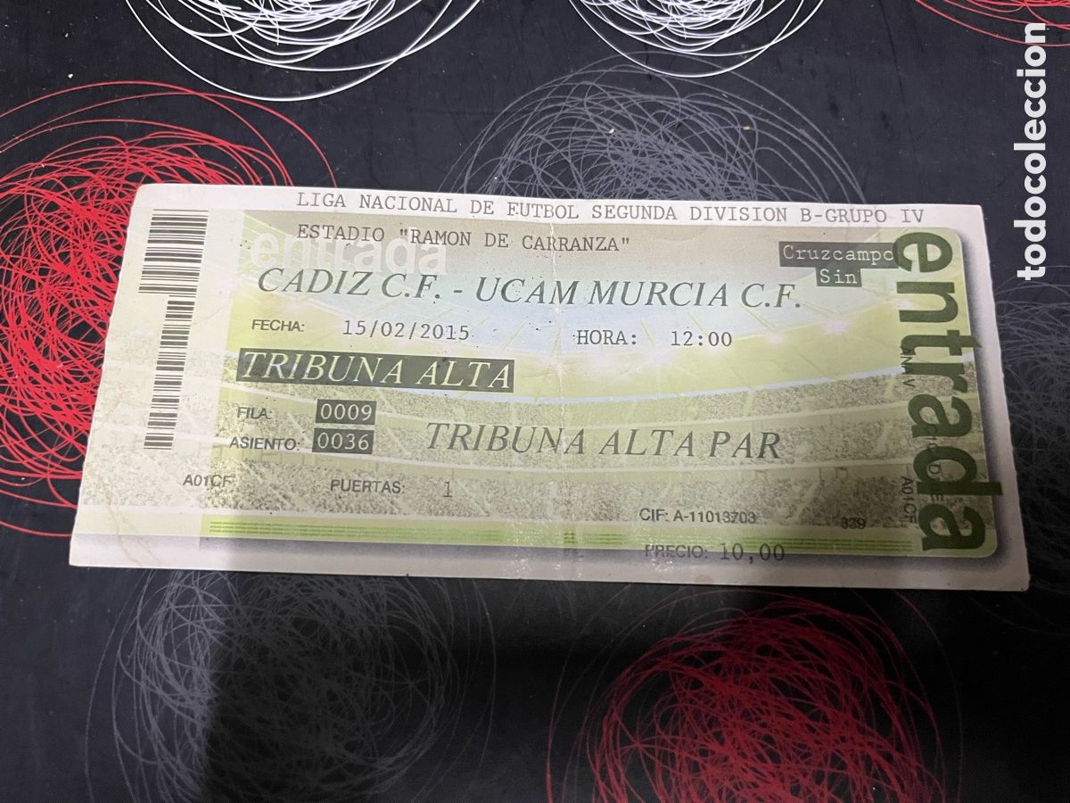 Sammelleidenschaft Sport: R2319 ENTRADA TICKET CADIZ UACM MURCIA LIGA TEMPORADA 2014 2015