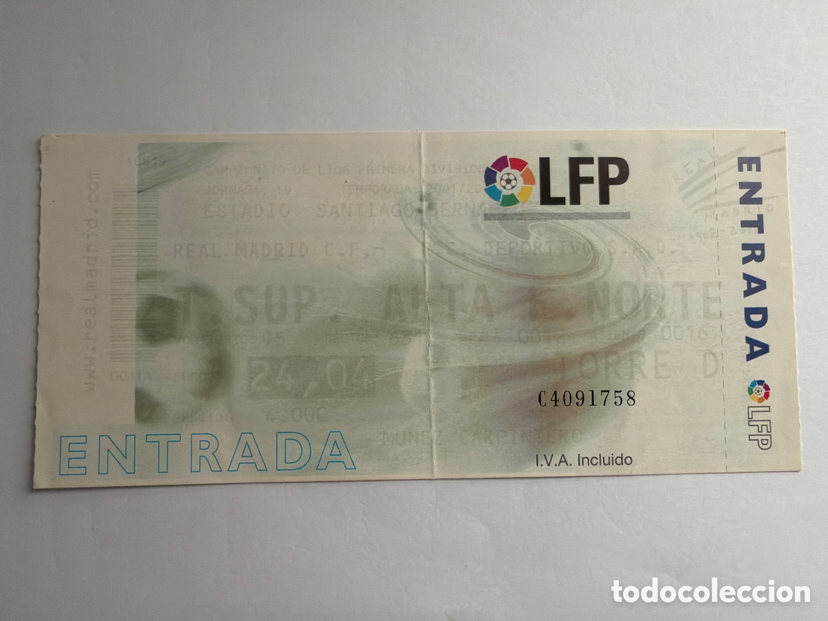 Collectionnisme sportif: Entrada Real Madrid 3 Deportivo de La Coru&ntilde;a 1 ticket Zidane Partido en Primera 150 de Makaay