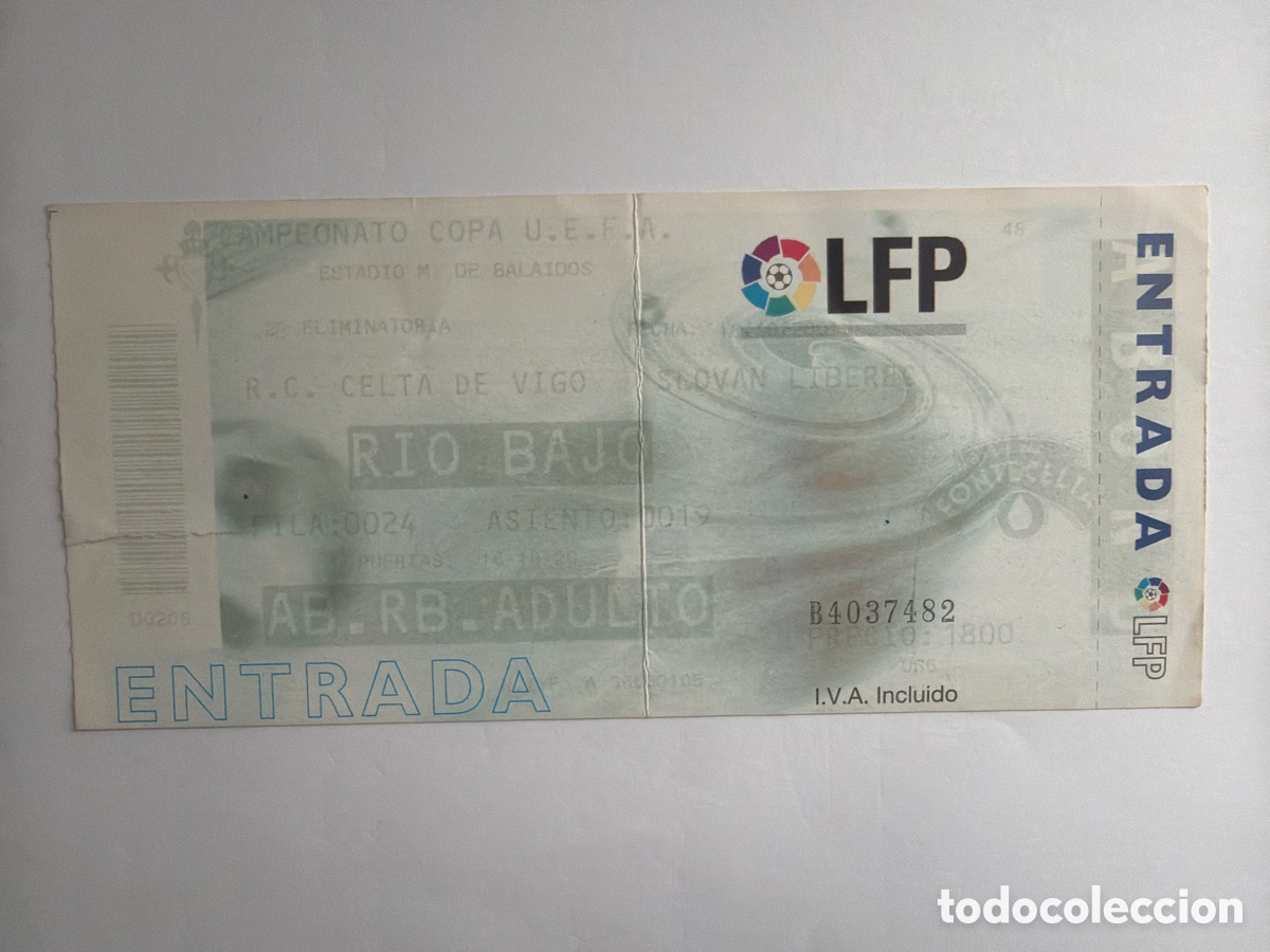 Coleccionismo deportivo: Entrada Celta de Vigo 3 Slovan Liberec 1 2001 2002 ticket Hat Trick Mostovoi UEFA