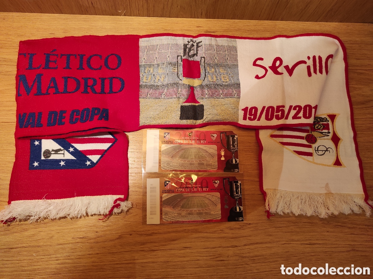Coleccionismo deportivo: Lote Final Copa del Rey 2010 - Bufanda Conmemorativa + 2 Entradas Atl&eacute;tico de Madrid vs Sevilla FC