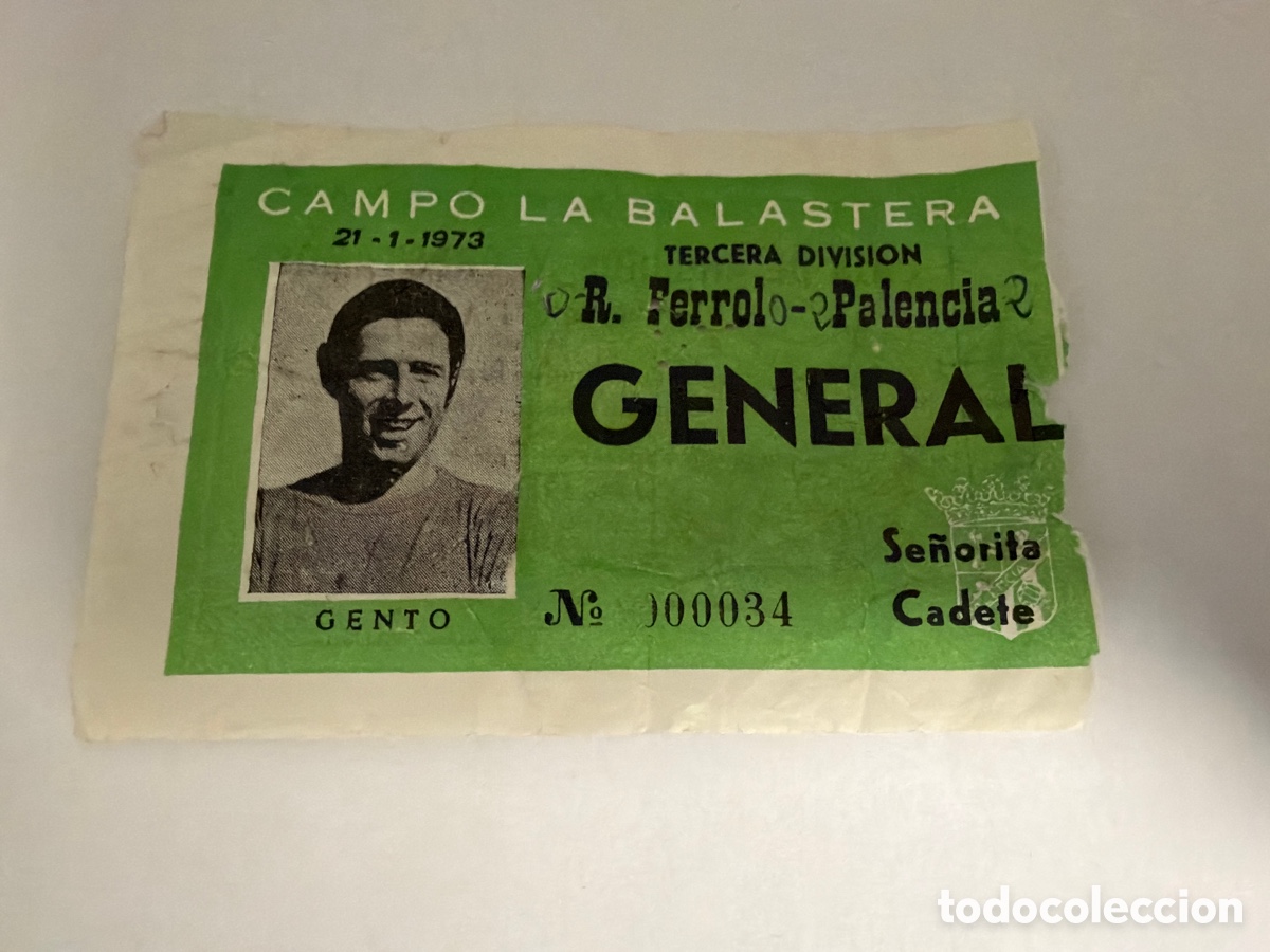 Coleccionismo deportivo: Entrada Palencia 2 Racing Ferrol 0 Tercera Divisi&oacute;n 1972 1973 ticket La Balastera