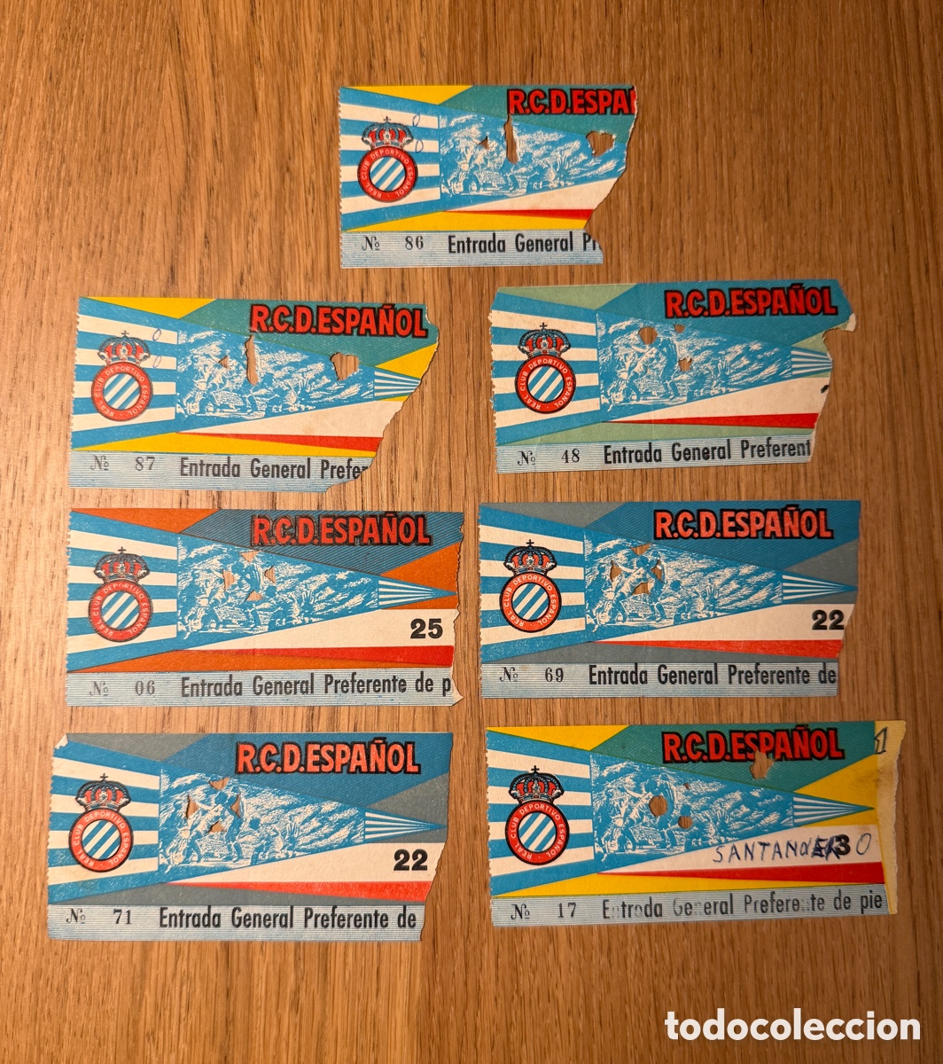 Coleccionismo deportivo: Lote 7 entradas RCD Espa&ntilde;ol a&ntilde;os 1960