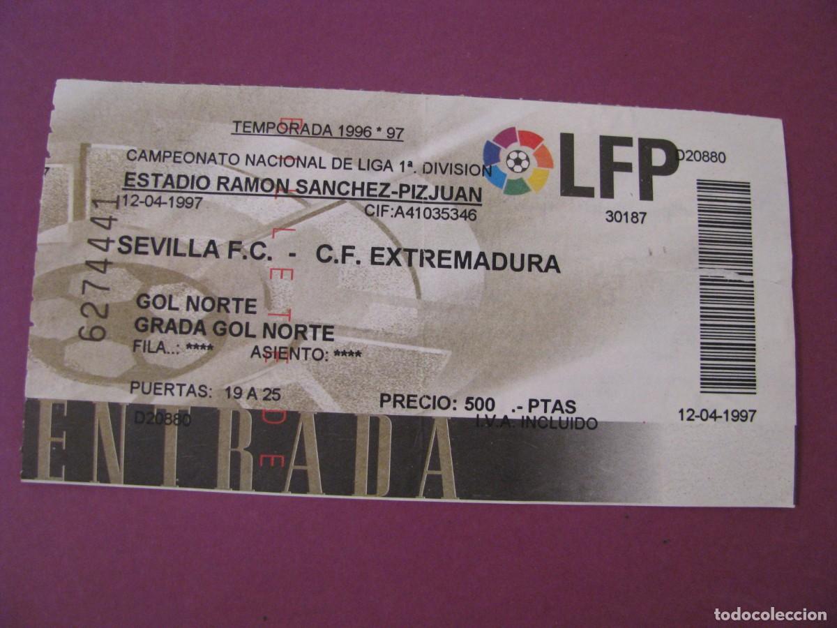 Coleccionismo deportivo: ENTRADA FUTBOL. SEVILLA F. C. - C. F. EXTREMADURA. 12 ABRIL 1997. LIGA 1996/97