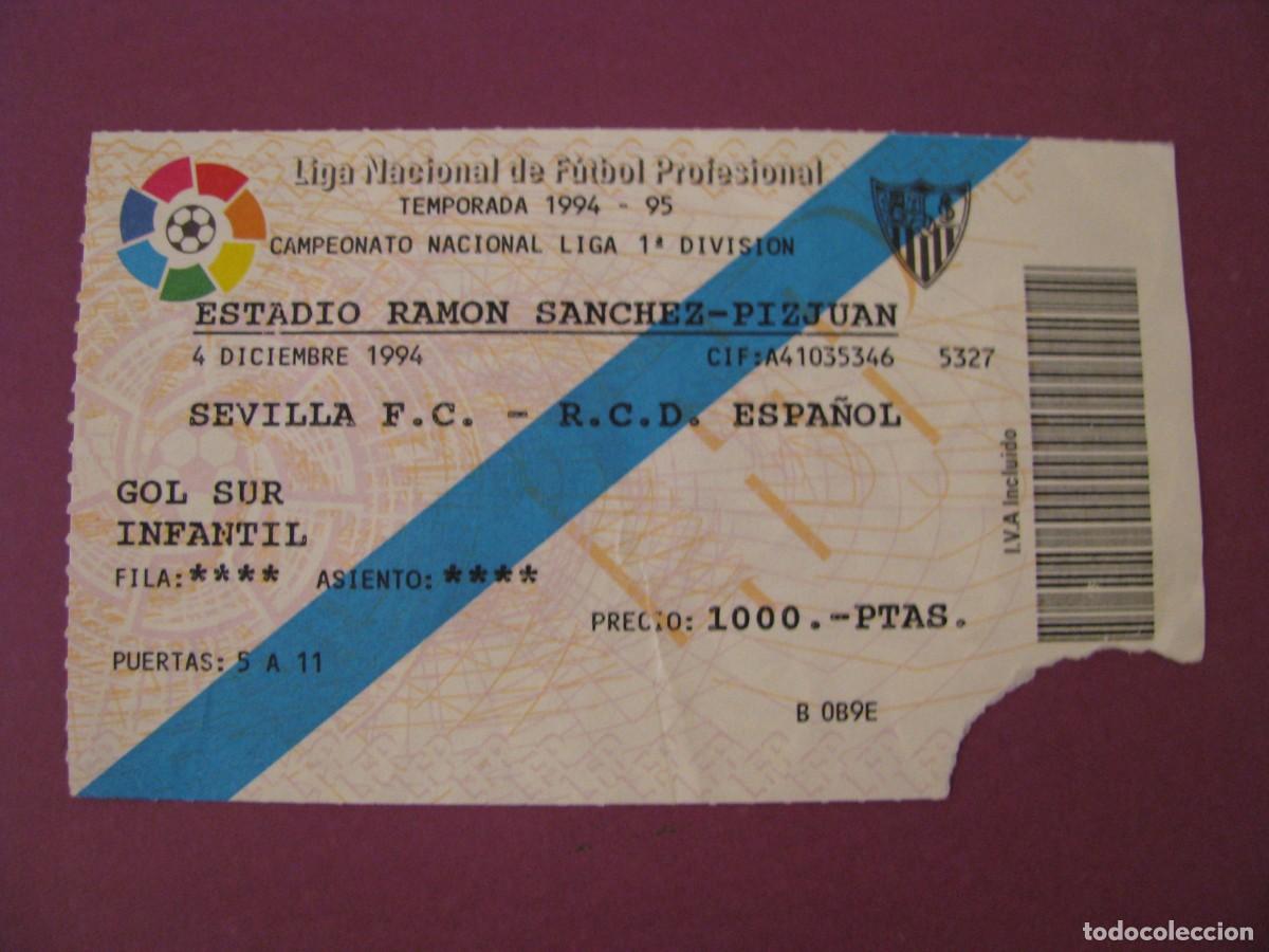 Coleccionismo deportivo: ENTRADA FUTBOL. SEVILLA F. C. - R.C.D. ESPA&Ntilde;OL. 4 DICIEMBRE 1994.