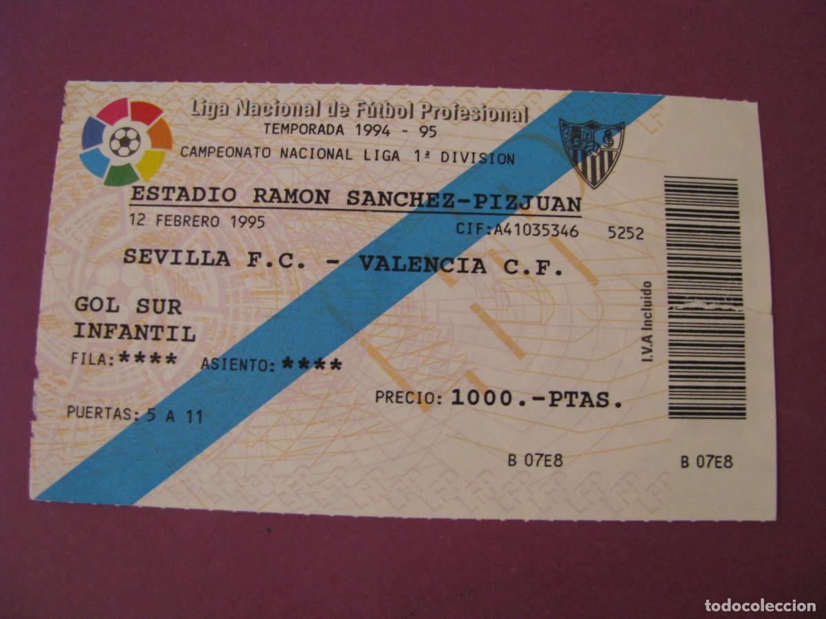 Coleccionismo deportivo: ENTRADA FUTBOL. SEVILLA F. C. - VALENCIA C. F. 12 FEBRERO 1995