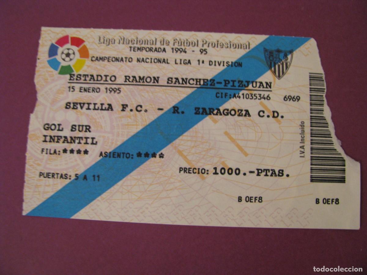 Coleccionismo deportivo: ENTRADA FUTBOL. SEVILLA F. C. - R. ZARAGOZA C. D. 15 ENERO 1995.