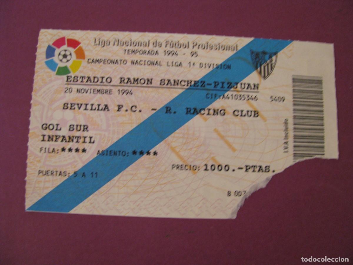 Coleccionismo deportivo: ENTRADA FUTBOL. SEVILLA F. C. - R. RACING CLUB. 20 NOVIEMBRE 1994