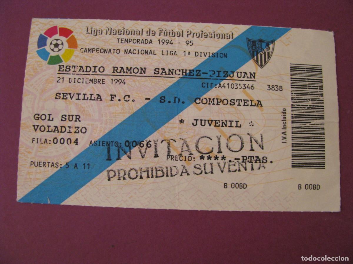 Coleccionismo deportivo: ENTRADA FUTBOL. SEVILLA F. C. - S. D. COMPOSTELA. 21 DICIEMBRE 1994