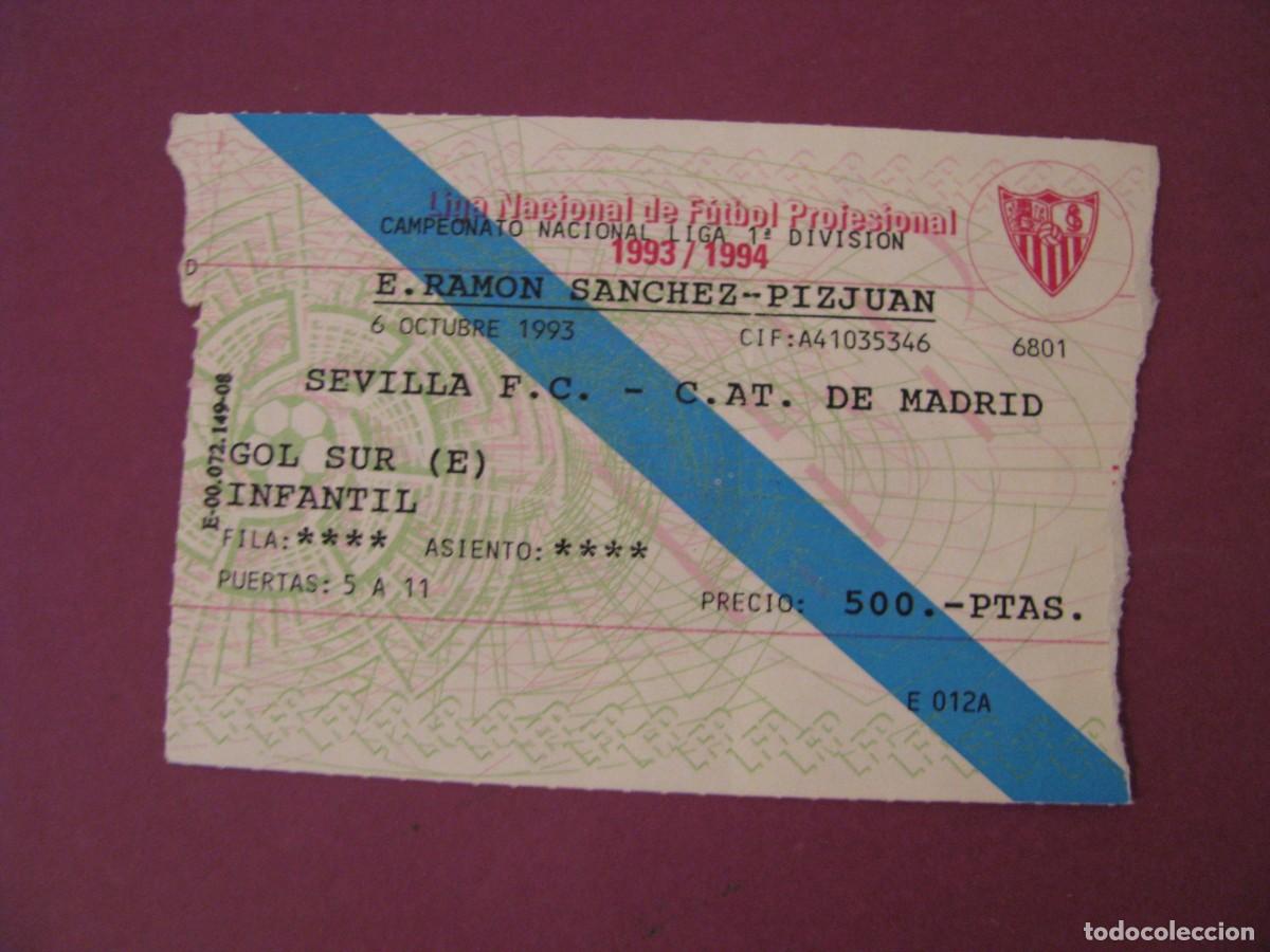 Coleccionismo deportivo: ENTRADA FUTBOL. SEVILLA F. C. - C. ATLETICO DE MADRID. 6 OCTUBRE 1993